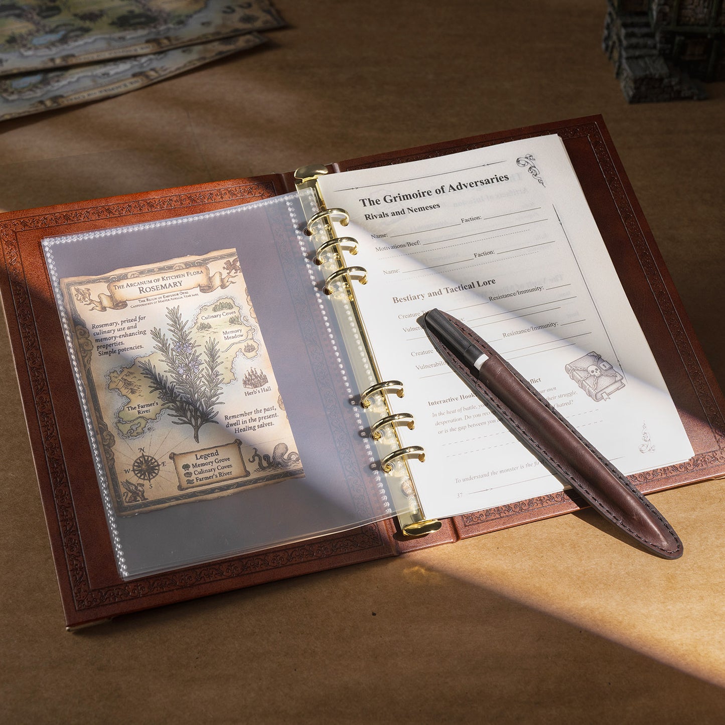 Adventure binder with modular spellbook inserts