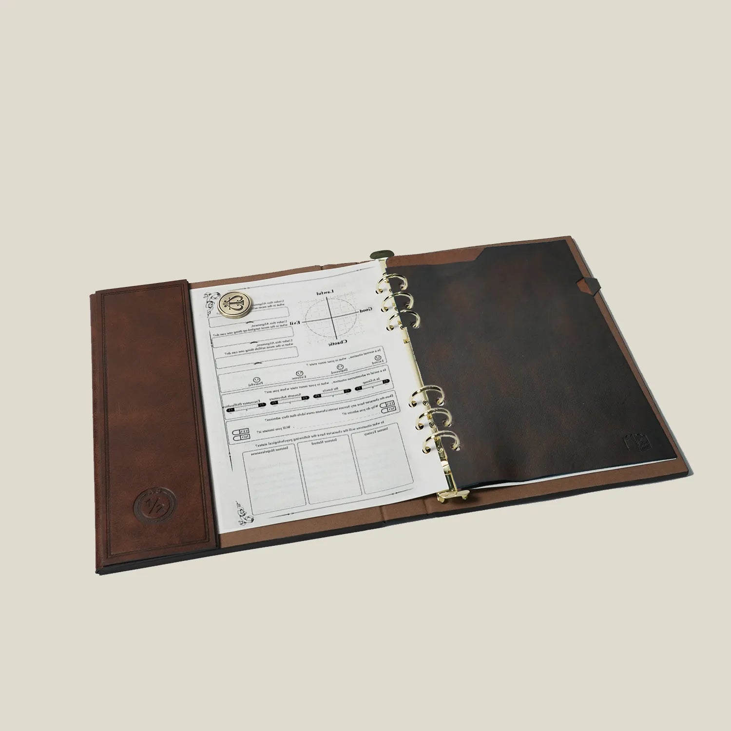 6 hole binder with divider inserted for organization
