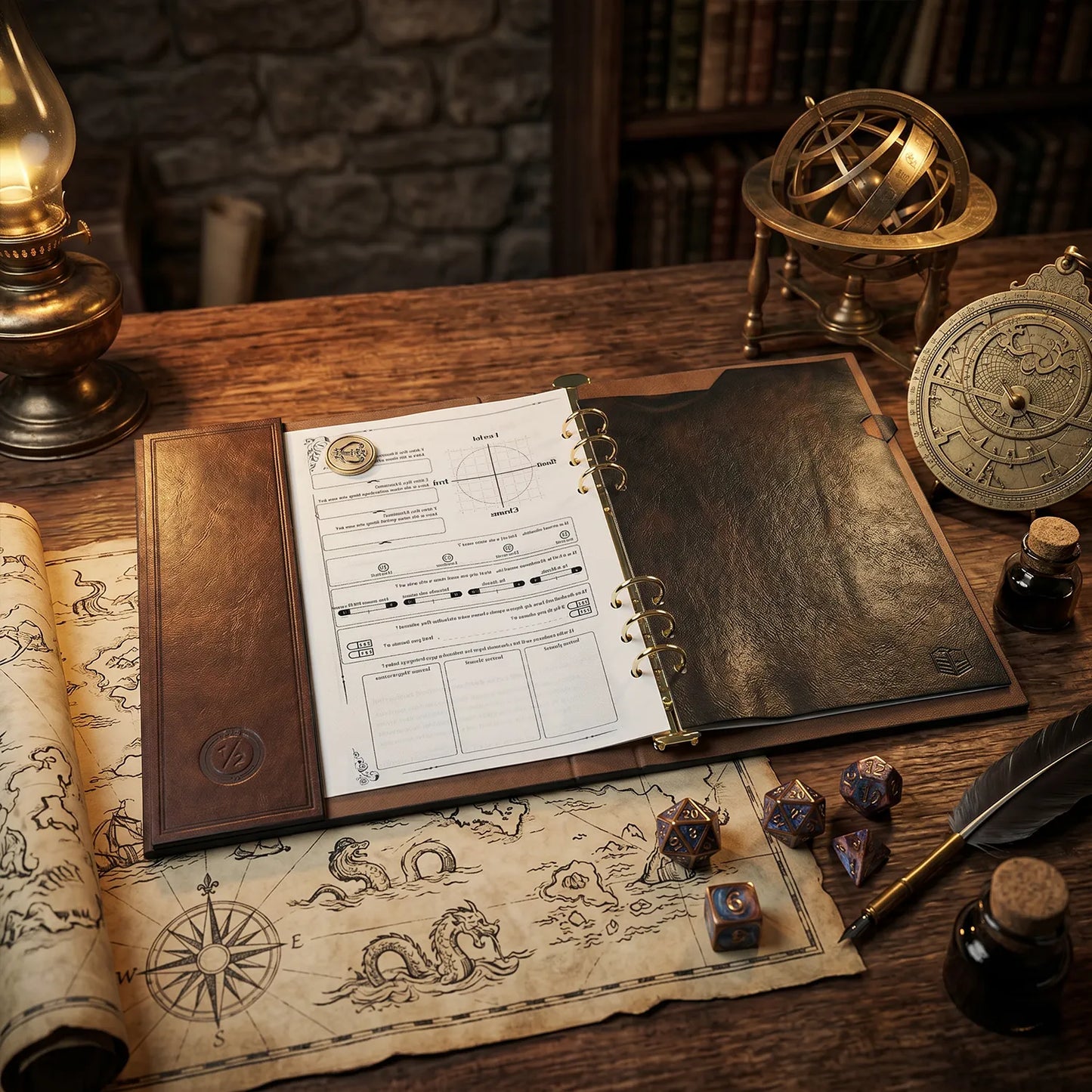 Tabletop RPG binder setup with divider tabs