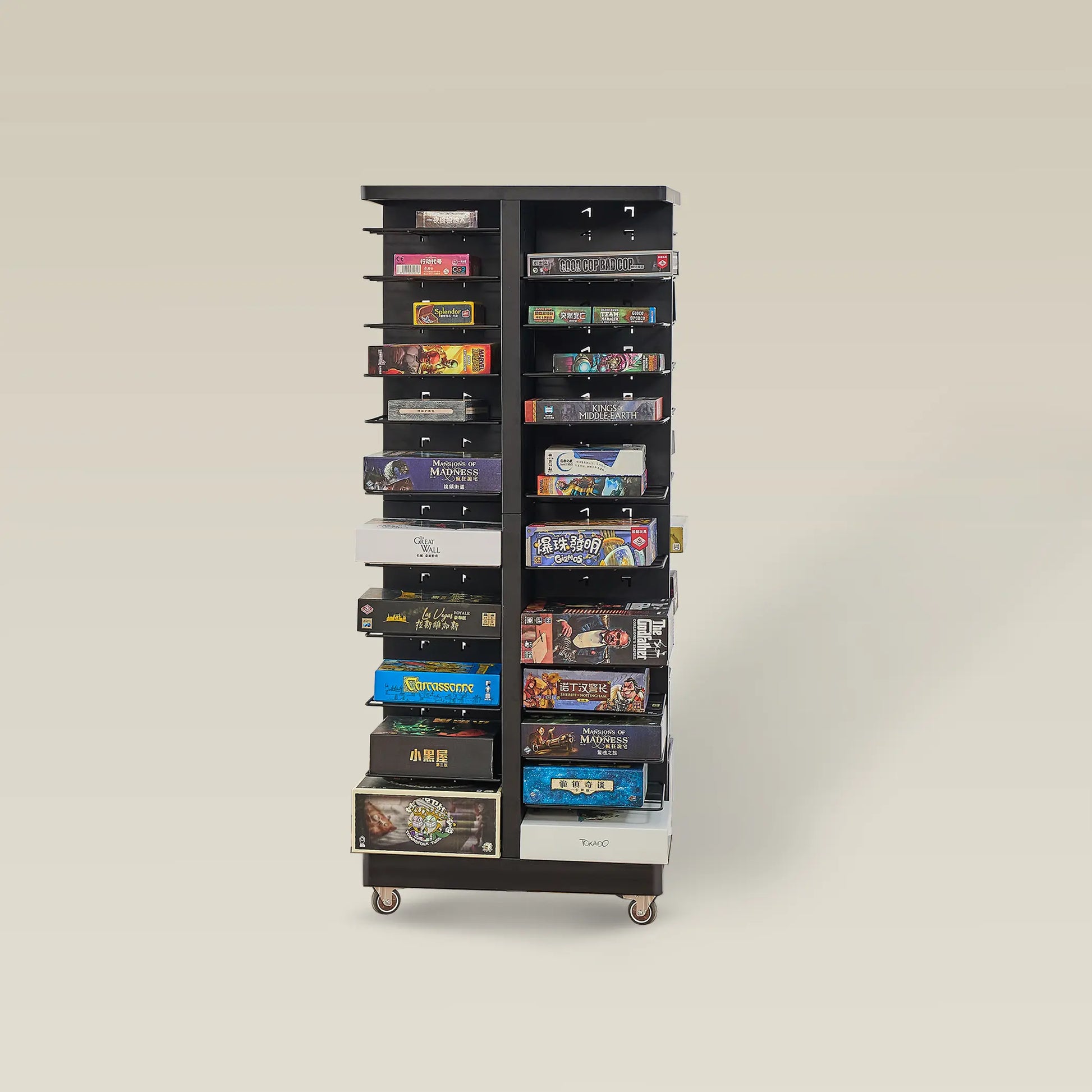 Board Game Storage Rack with Adjustable Shelves and Wheels – BoxKing