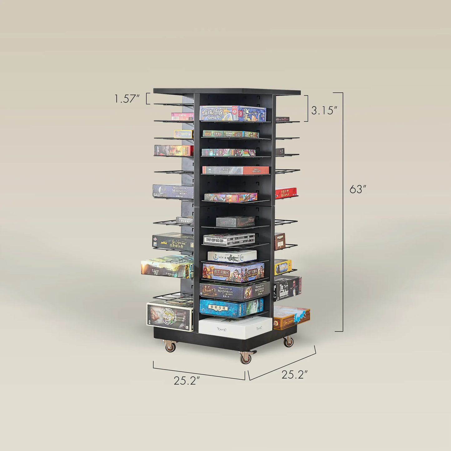 Board Game Storage Rack with Adjustable Shelves and Wheels| BoxKing Gaming