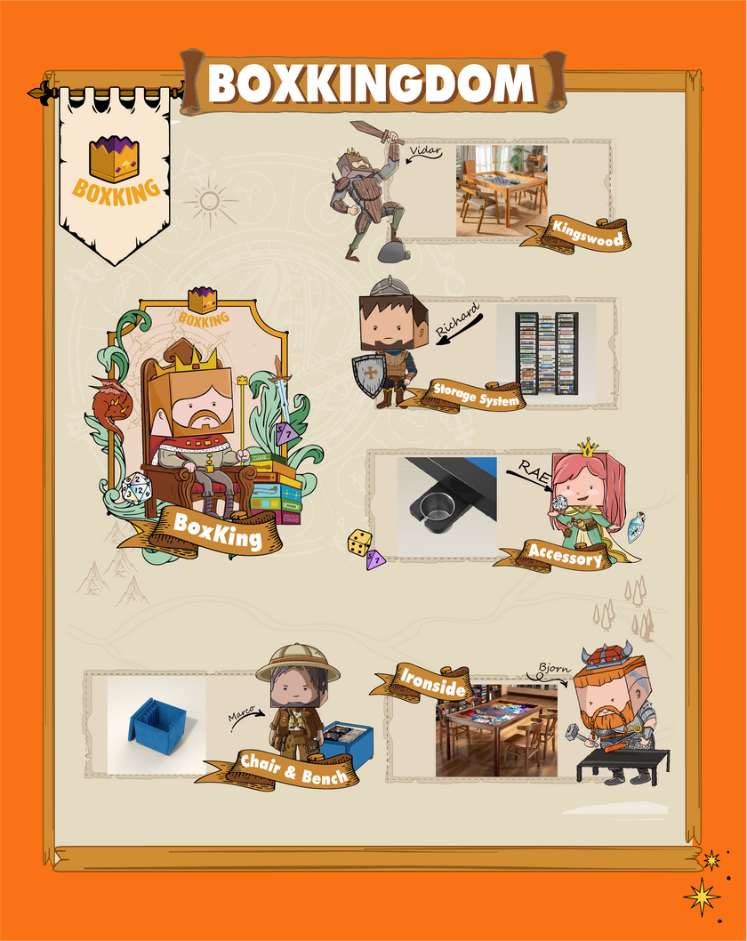 BoxKing Gaming promotional banner – gaming tables and board game storage
