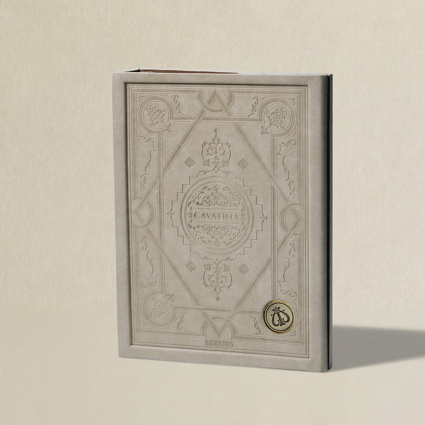 Vertical parchment white tabletop binder