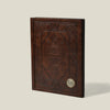 Vertical tabletop binder with embossed cover design