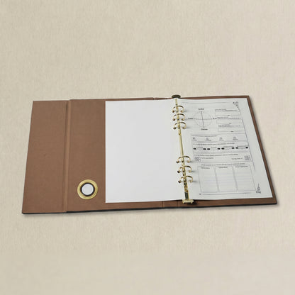 Tabletop binder interior with modular pages and rings