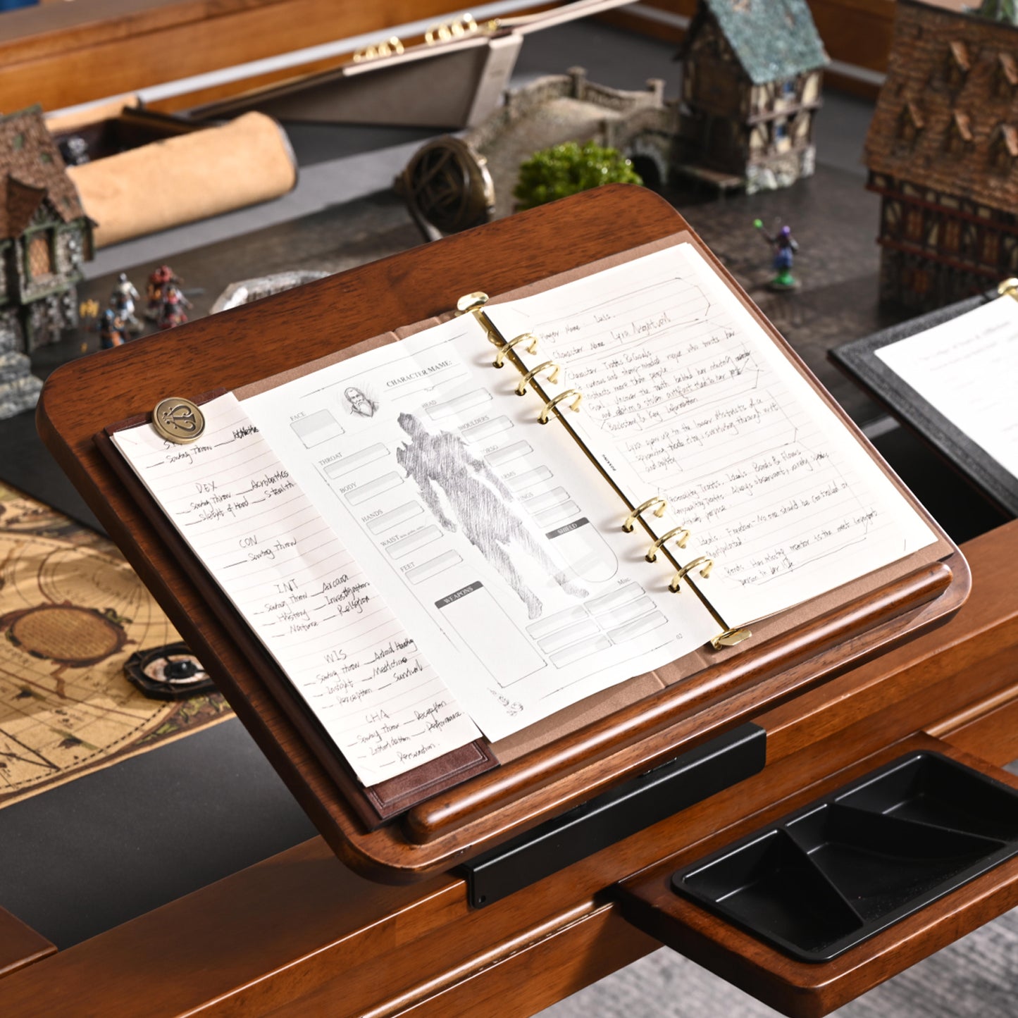 Tabletop RPG binder in use for organizing notes