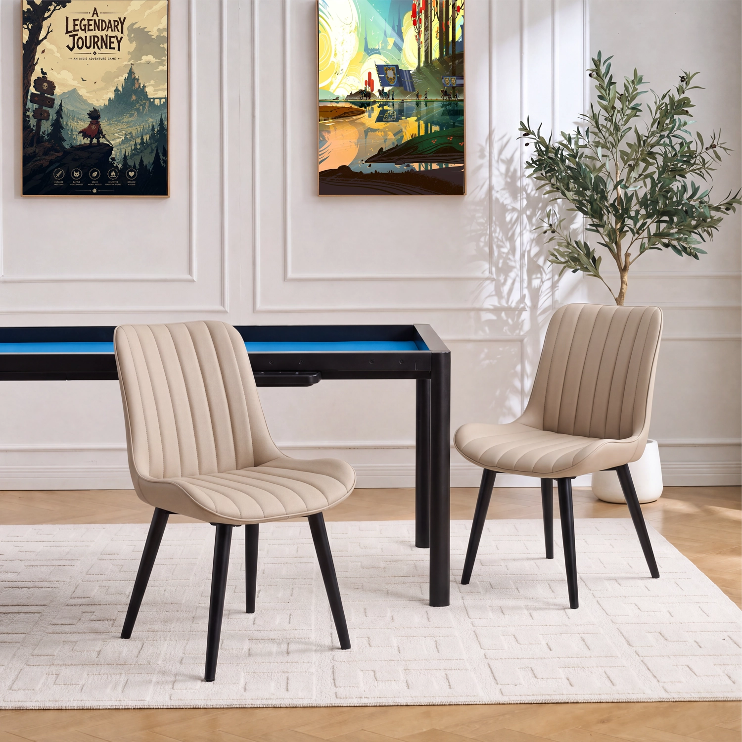 Upholstered gaming table chairs for board game sessions