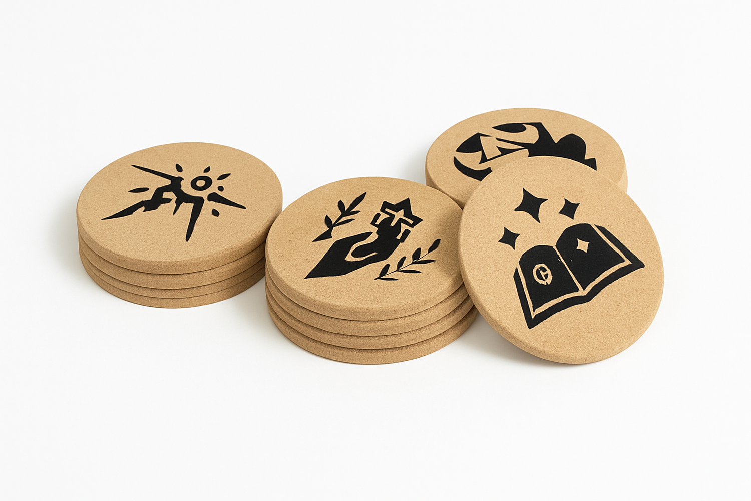 DnD Class Coasters - Cork (14-Pack) – color variant | BoxKing Gaming