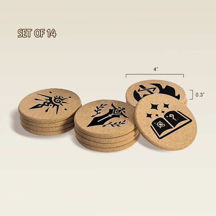 DnD Class Coasters - Cork (14-Pack)| BoxKing Gaming