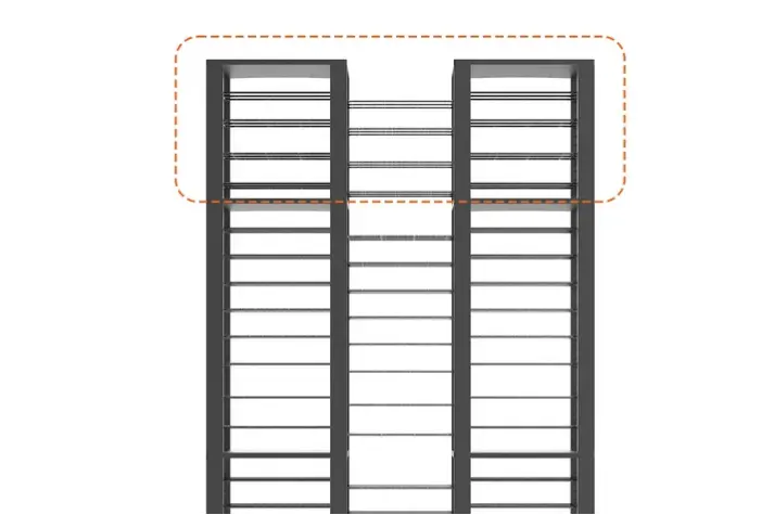 Double ShortThrone board game storage system with 12 adjustable shelves