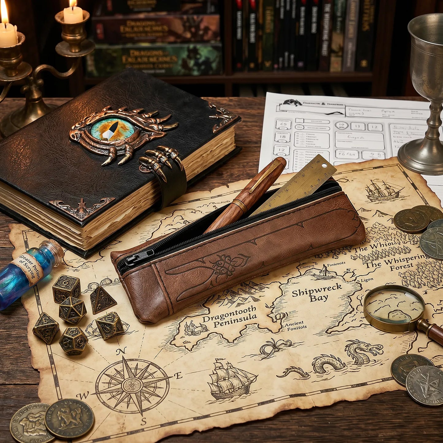 Elastic Journal Pouch with Dice Pocket