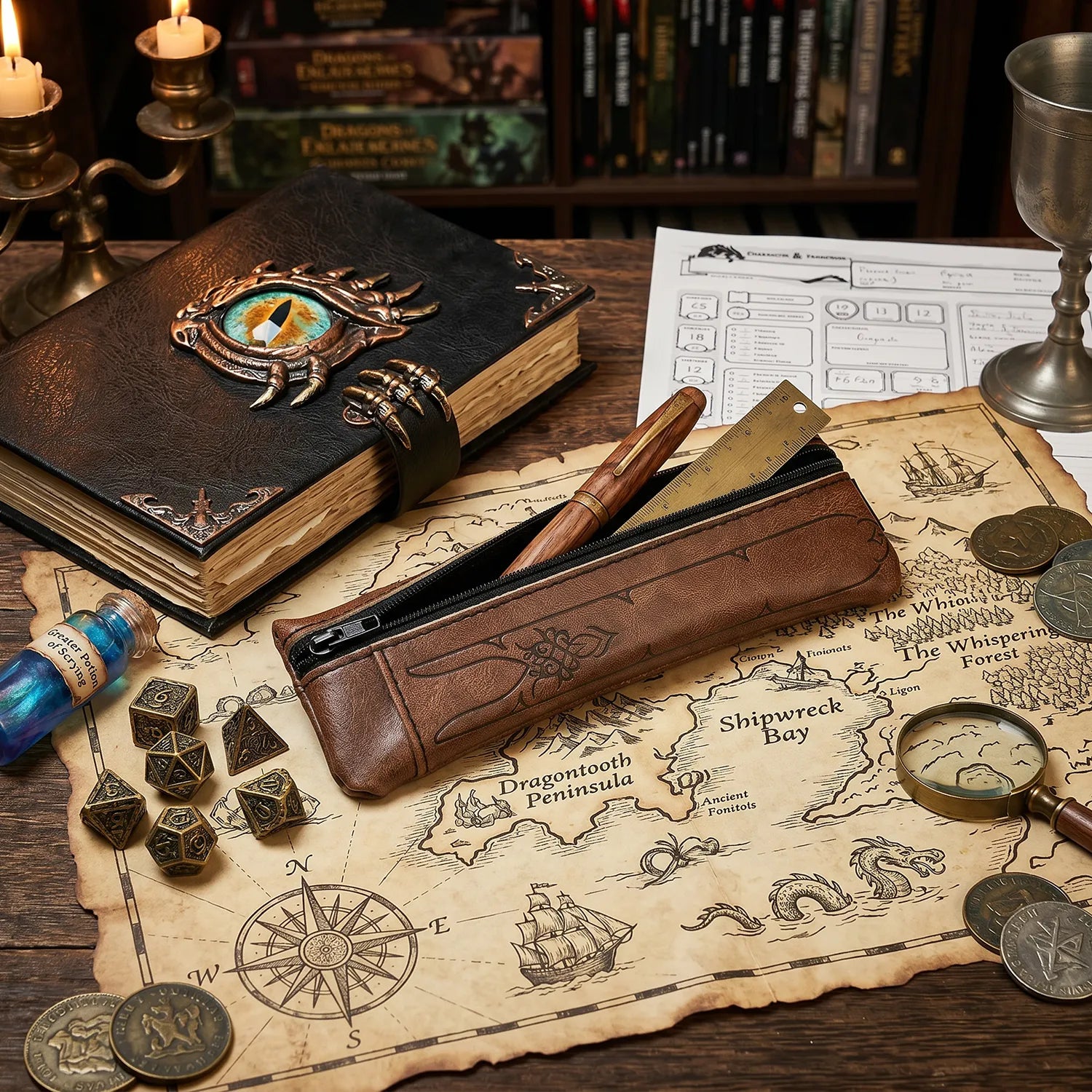 Elastic Journal Pouch with Dice Pocket