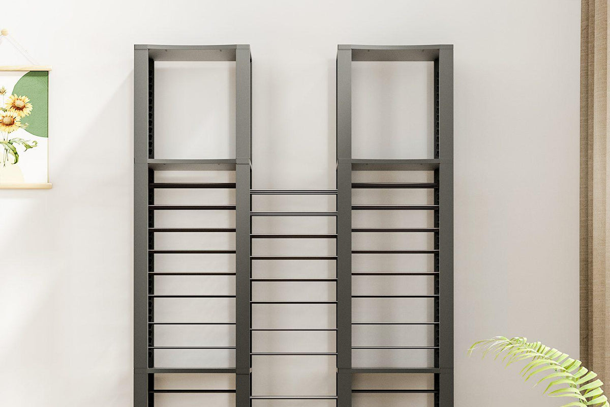 Empty Double ShortThrone board game storage unit with customizable shelving