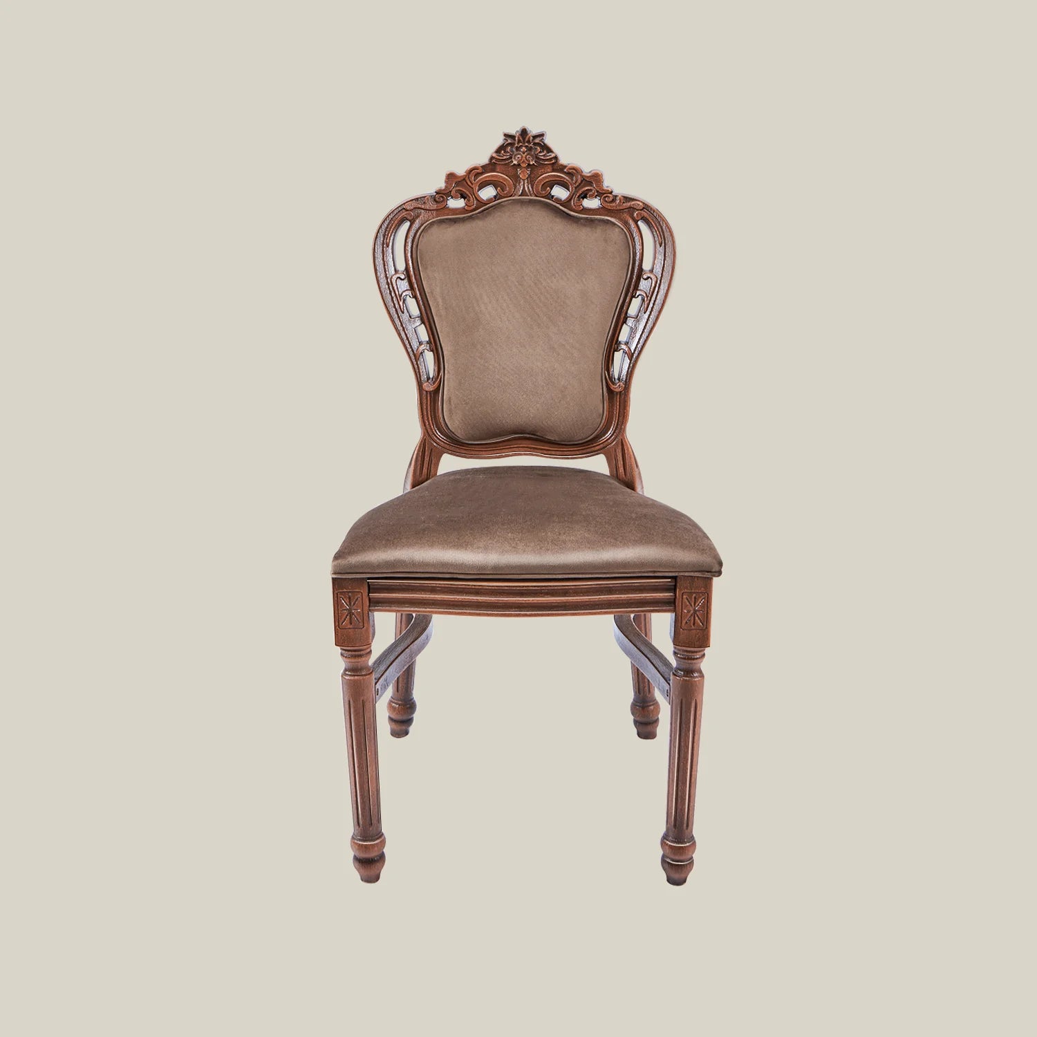 French Vintage Upholstered Dining Chair brown