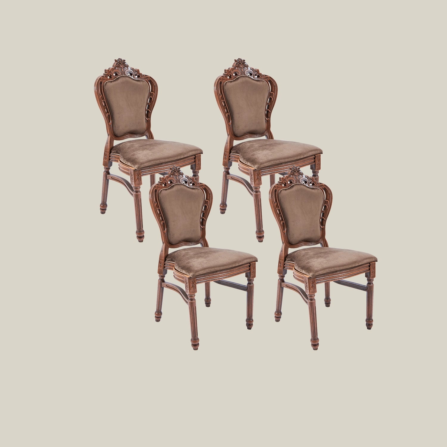 French Vintage Upholstered Dining Chair  brown