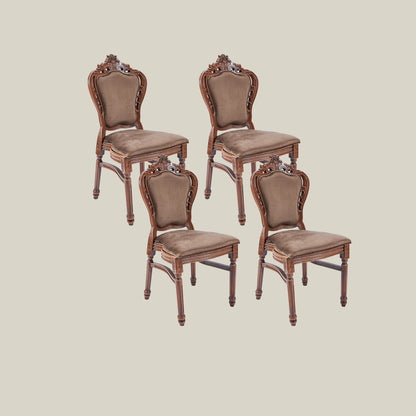 French Vintage Upholstered Dining Chair  brown