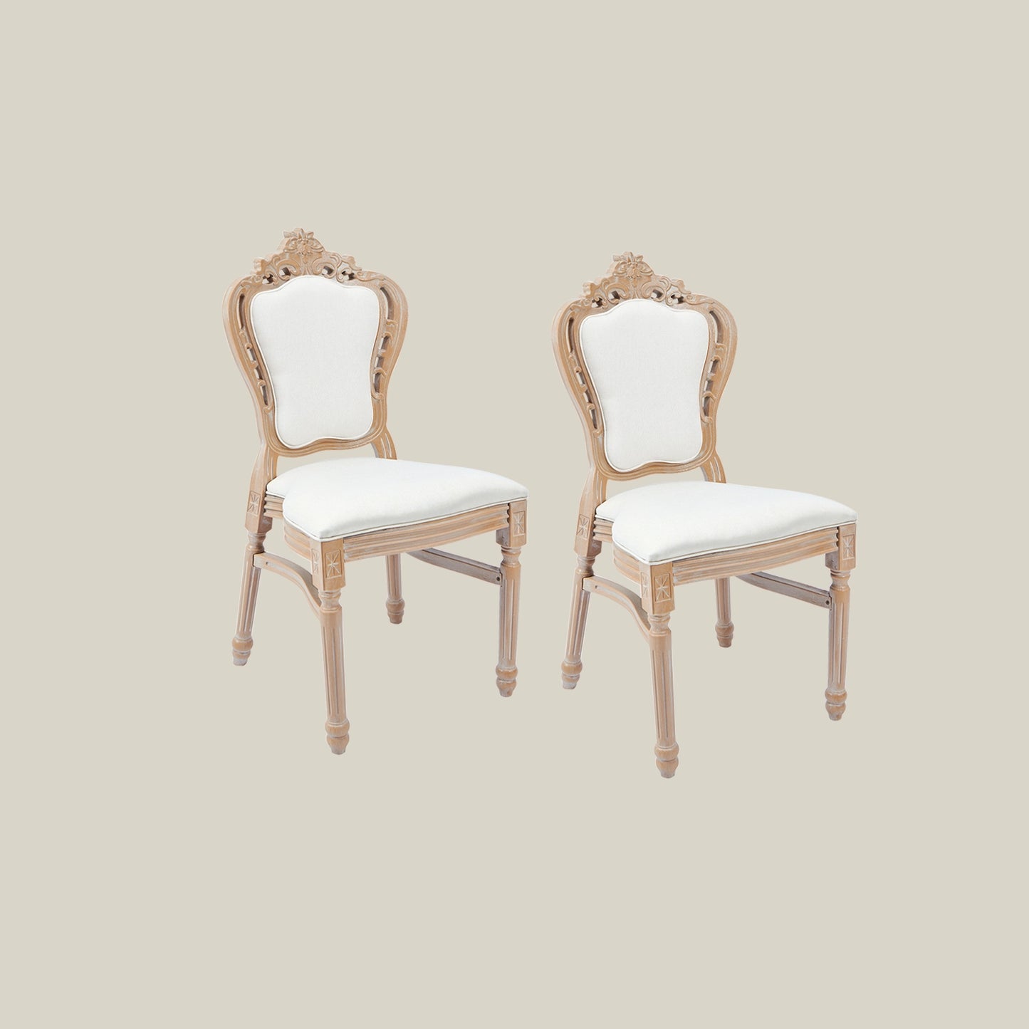 French Vintage Upholstered Dining Chair white