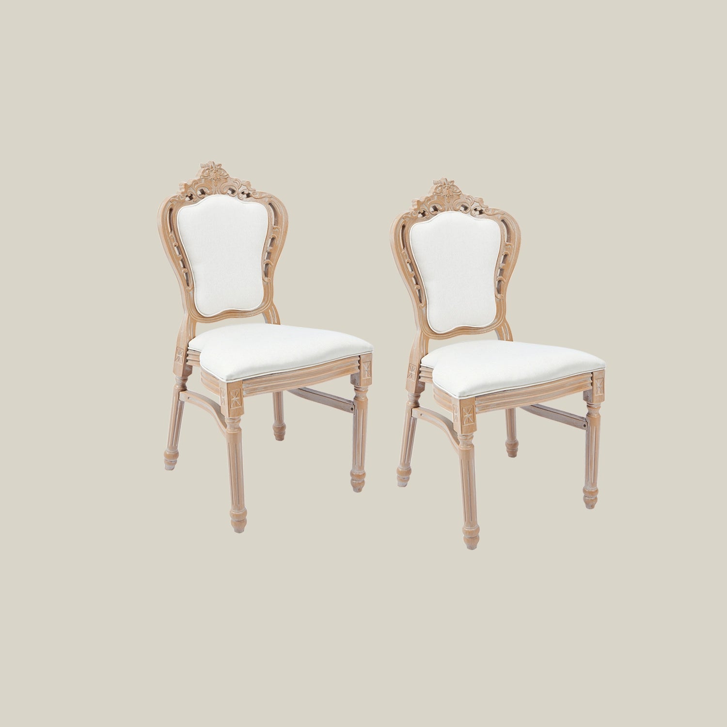 French Vintage Upholstered Dining Chair white