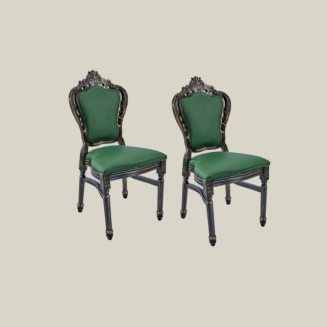 French Vintage Upholstered Dining Chair green