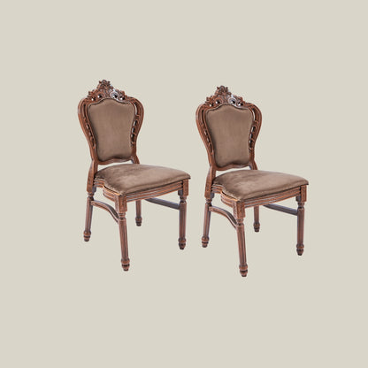 French Vintage Upholstered Dining Chair  brown