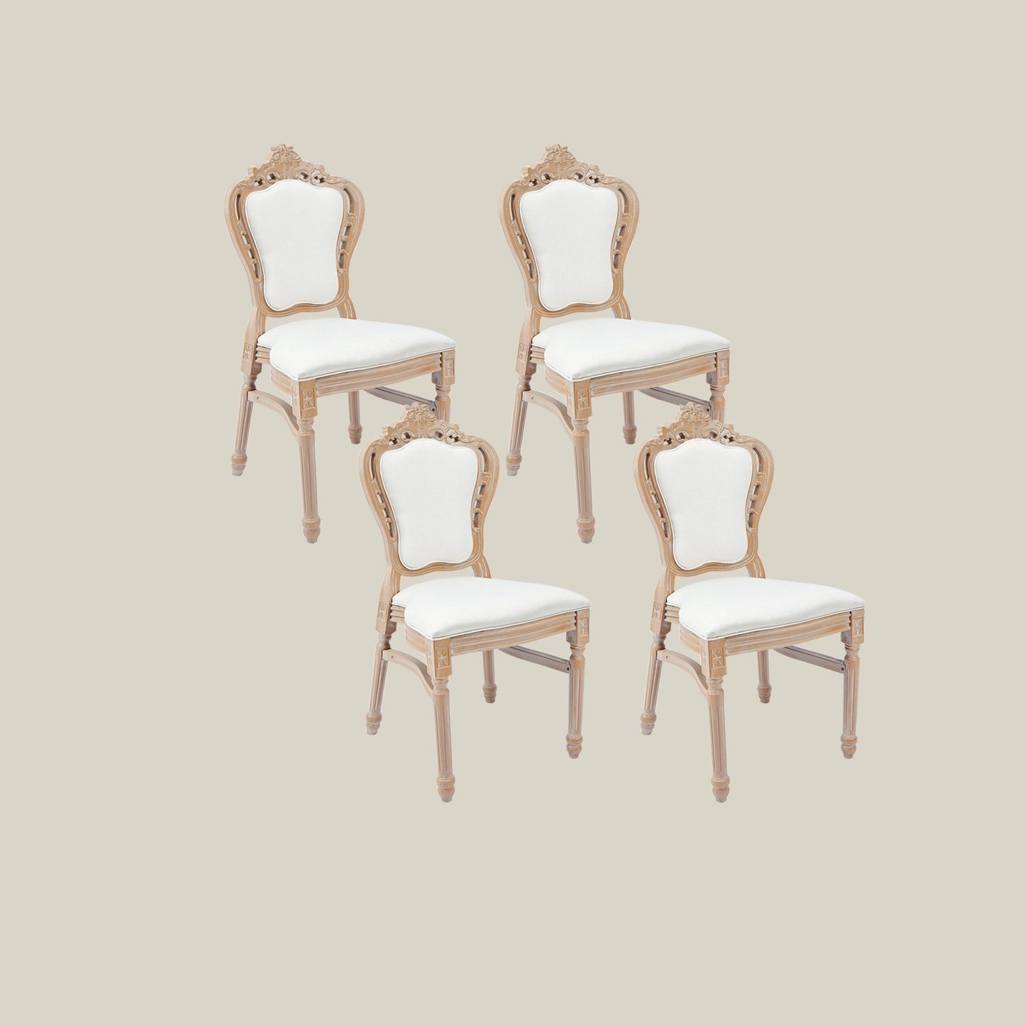 French Vintage Upholstered Dining Chair  white