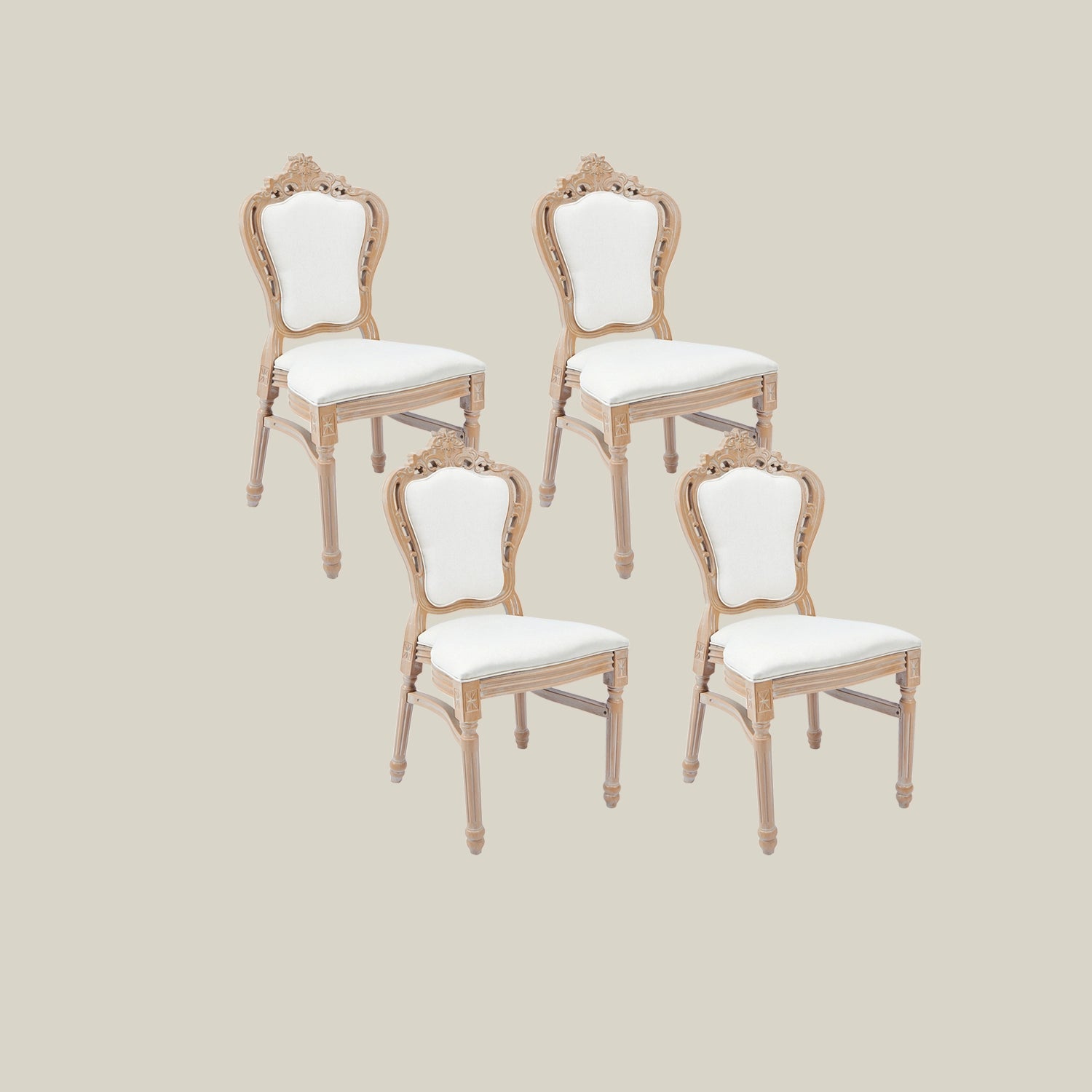 French Vintage Upholstered Dining Chair  white