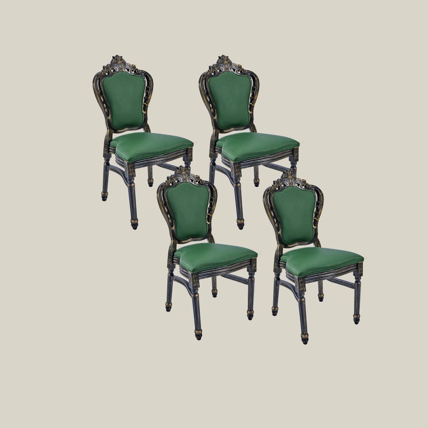 French Vintage Upholstered Dining Chair  green