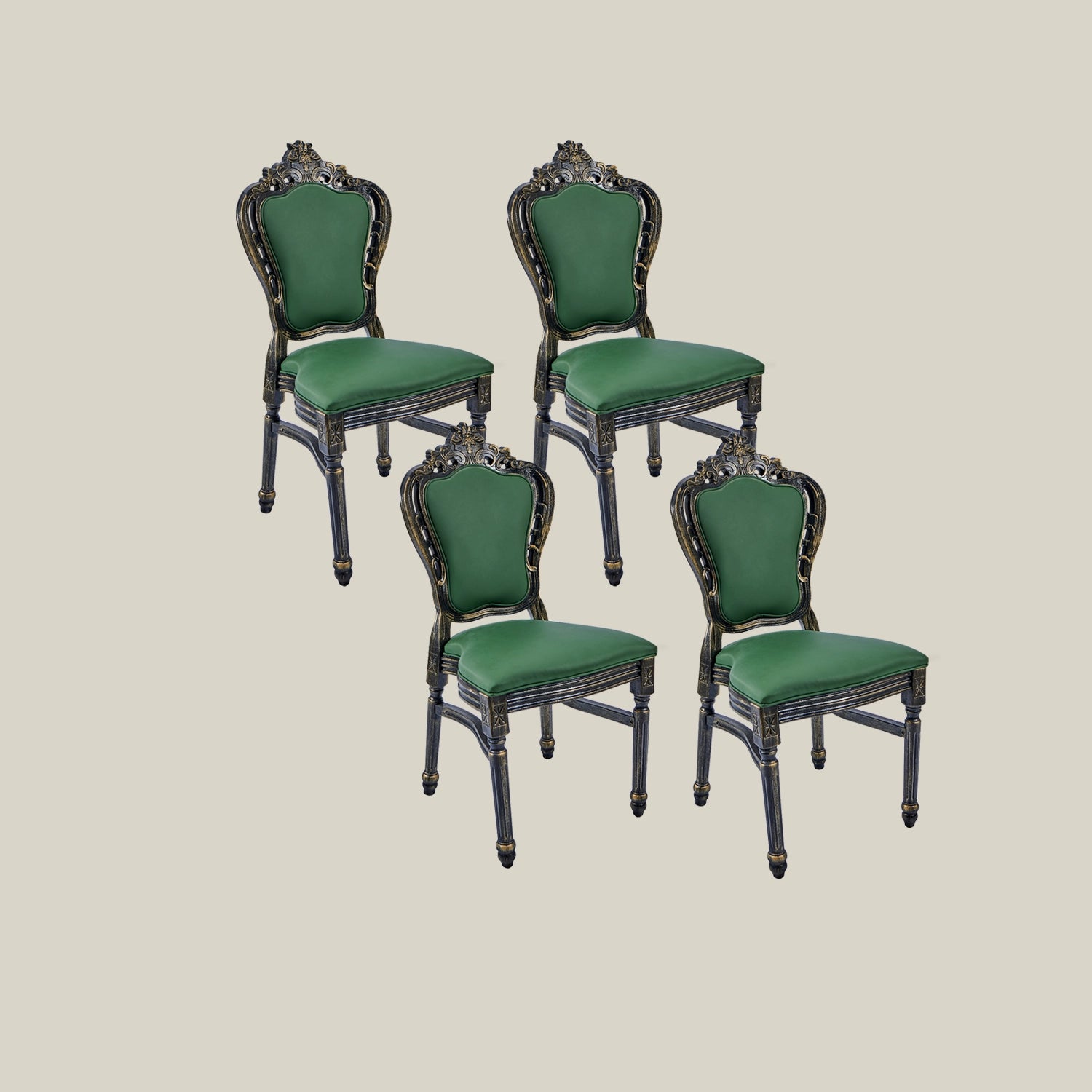 French Vintage Upholstered Dining Chair  green