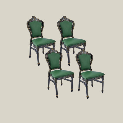 French Vintage Upholstered Dining Chair  green