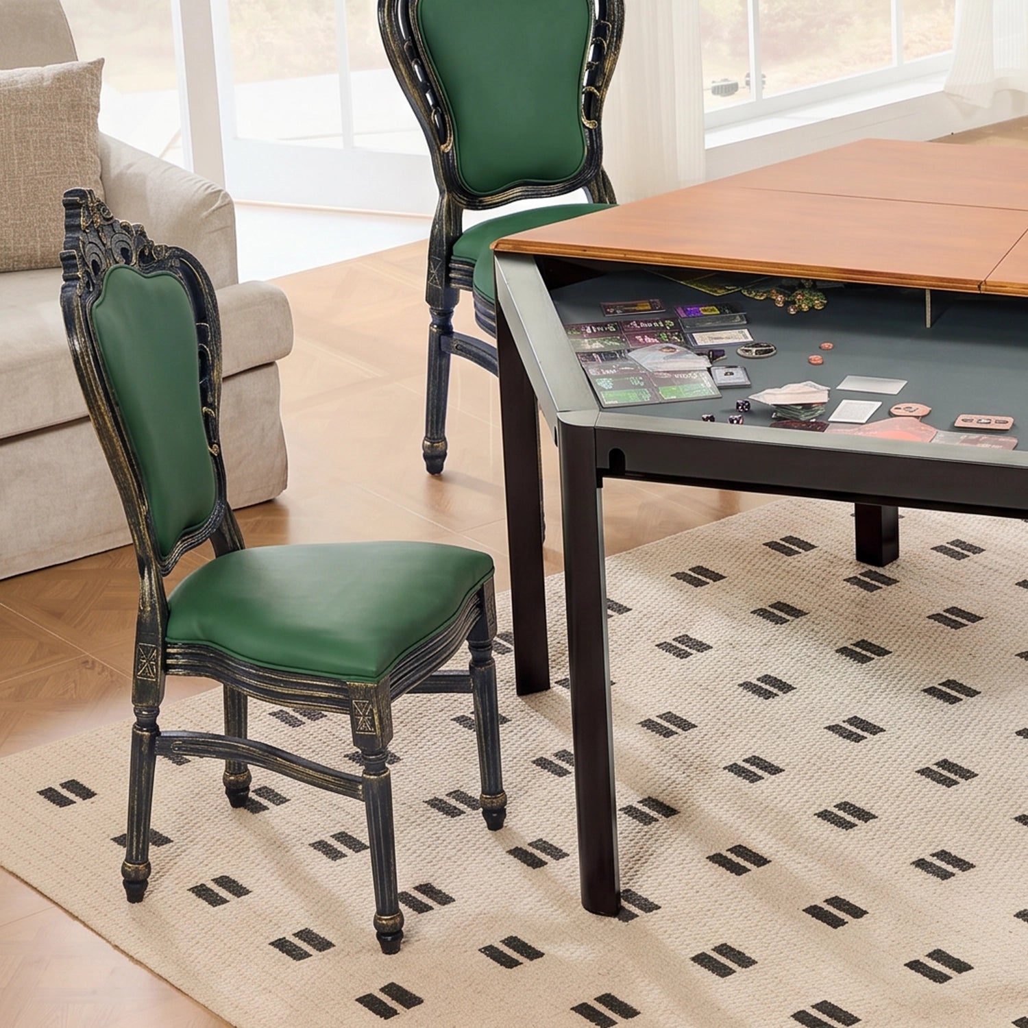 French Vintage Upholstered Dining Chair green