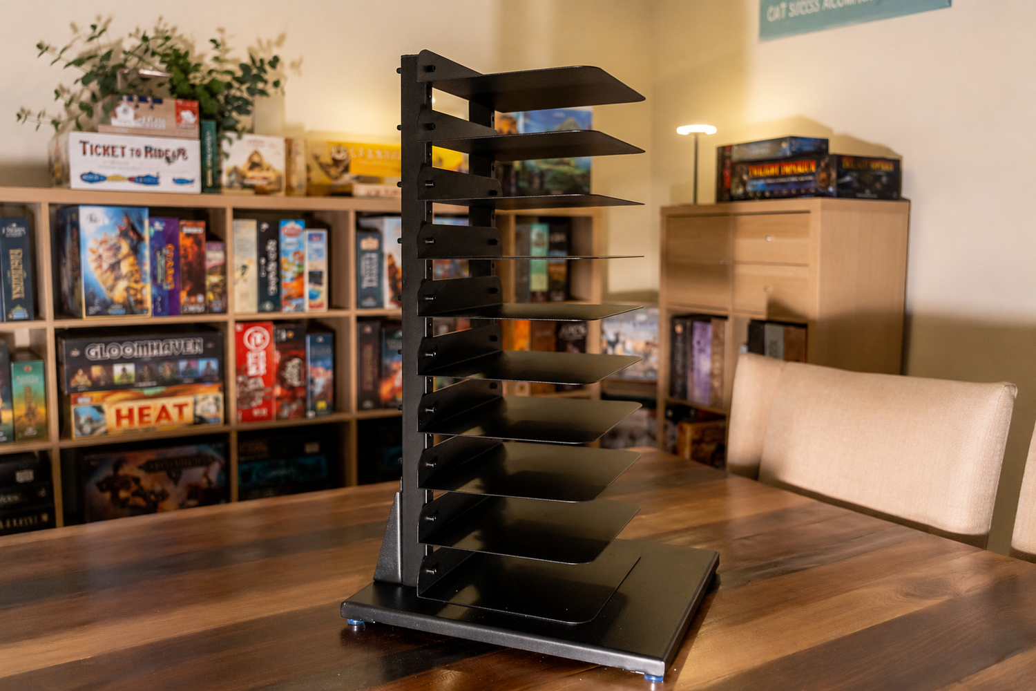 GamePillar board game storage tower for organizing games and tabletop gaming accessories