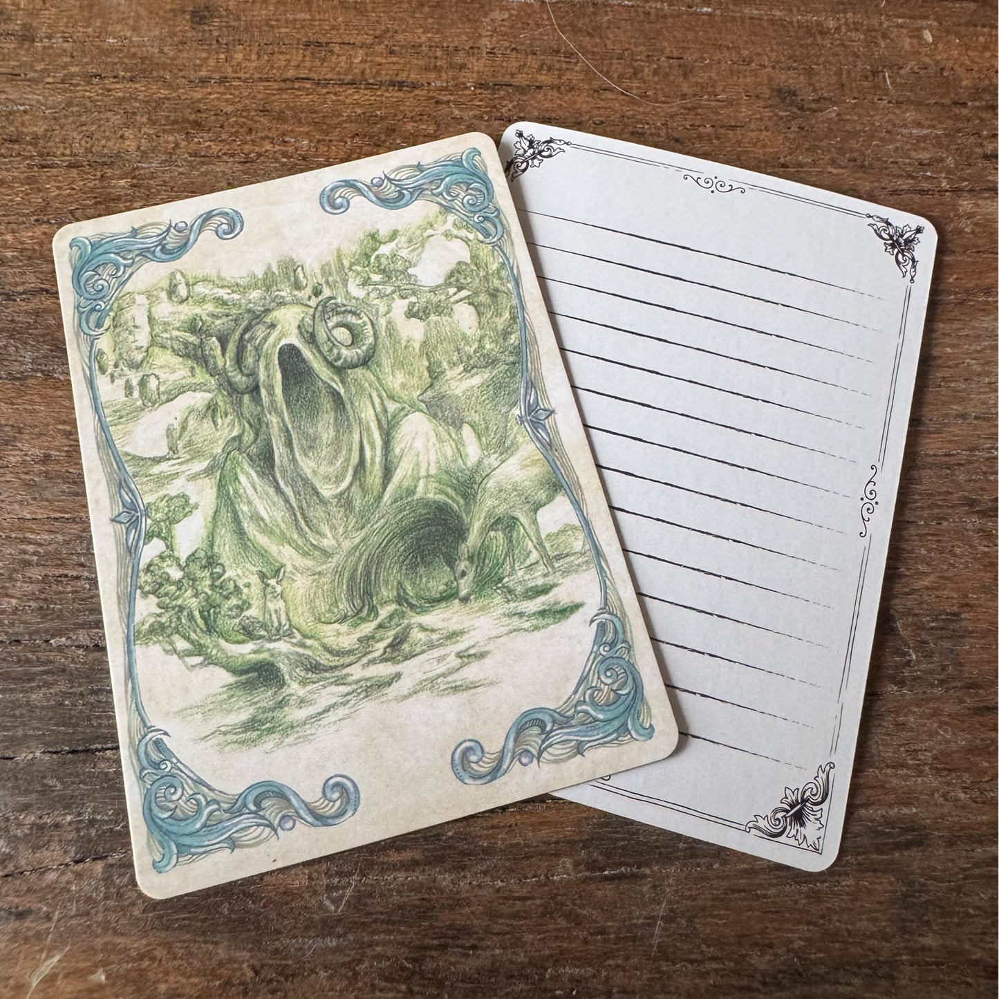 Hand-drawn fantasy spell cards