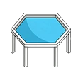 Hexagonal board game table with recessed play area for tabletop gaming