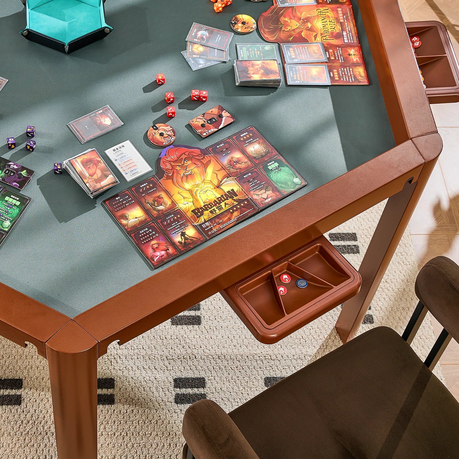 ironside-hex-game-table-hexagon-board-game-and-dining-table-with-removable-topper-and-rail-system