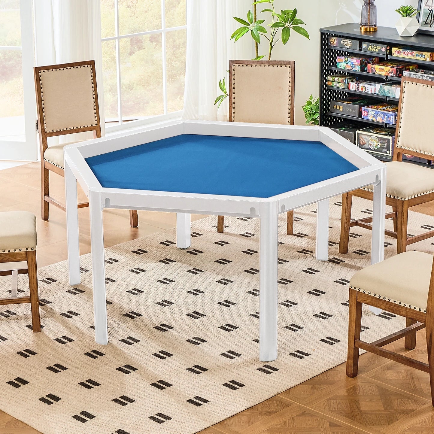 ironside-white-hex-game-table-with-blue-playmat
