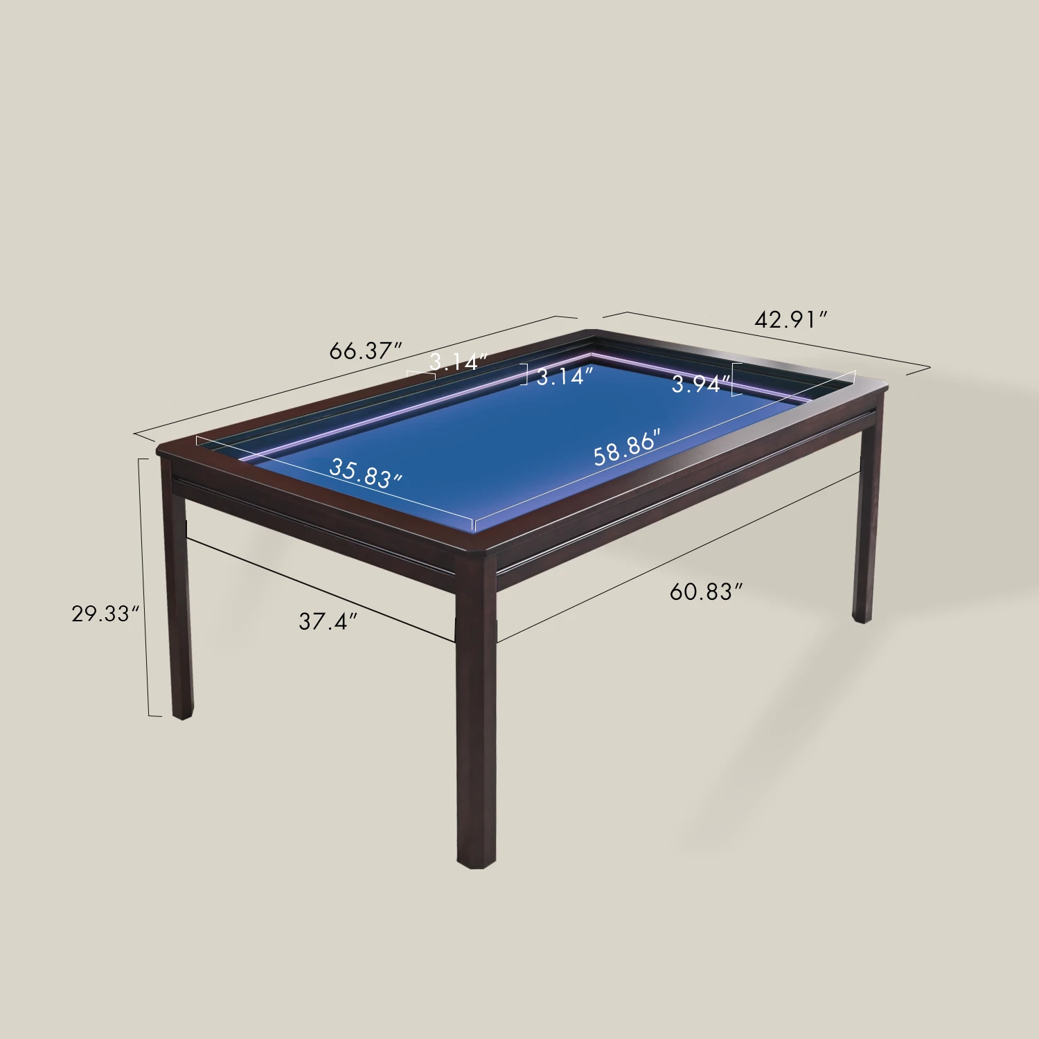 LED Kingswood (3×5'): The Royal Game Table | BoxKing Gaming
