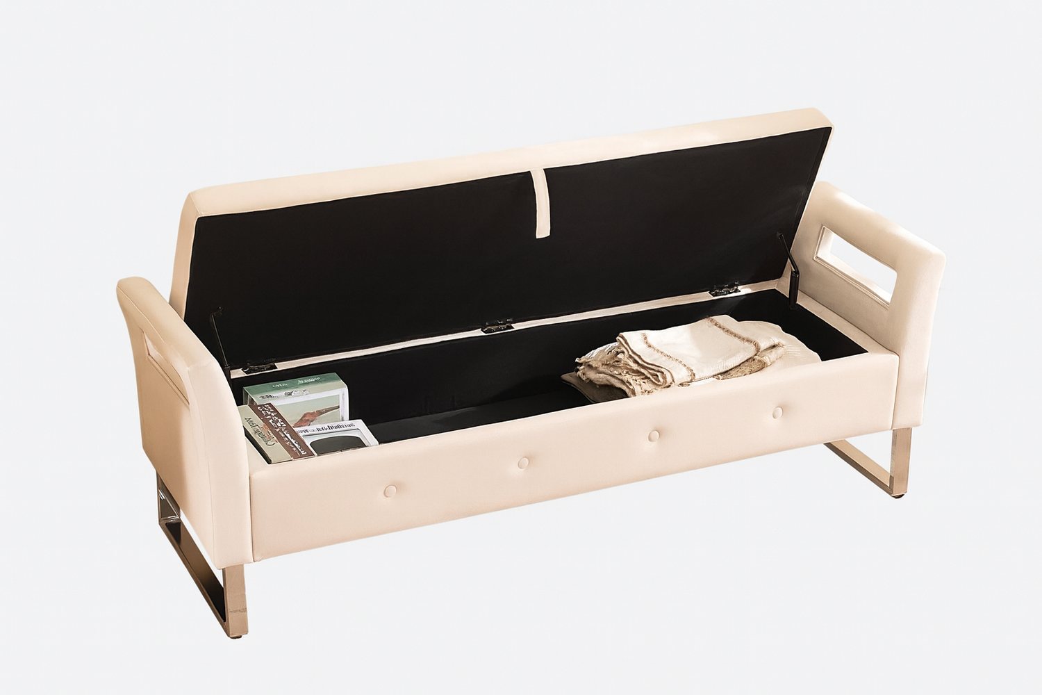 LoungeDock: Velvet Armrest Storage Bench – color variant | BoxKing Gaming