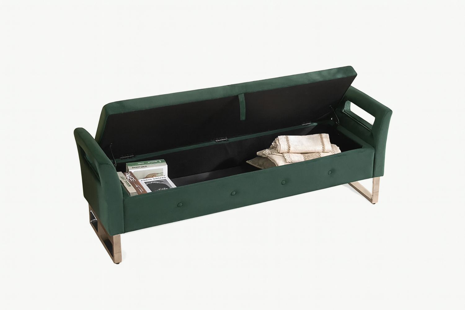 LoungeDock: Velvet Armrest Storage Bench – feature highlight | BoxKing Gaming