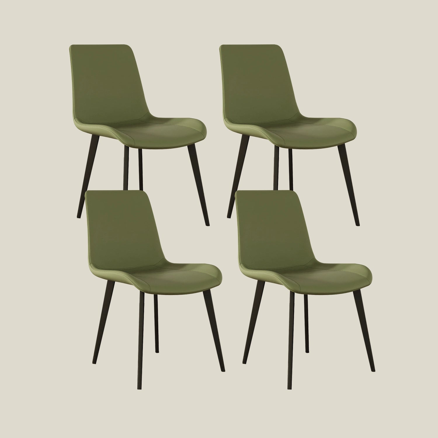 Green Modern PU Leather Gaming Table Chairs