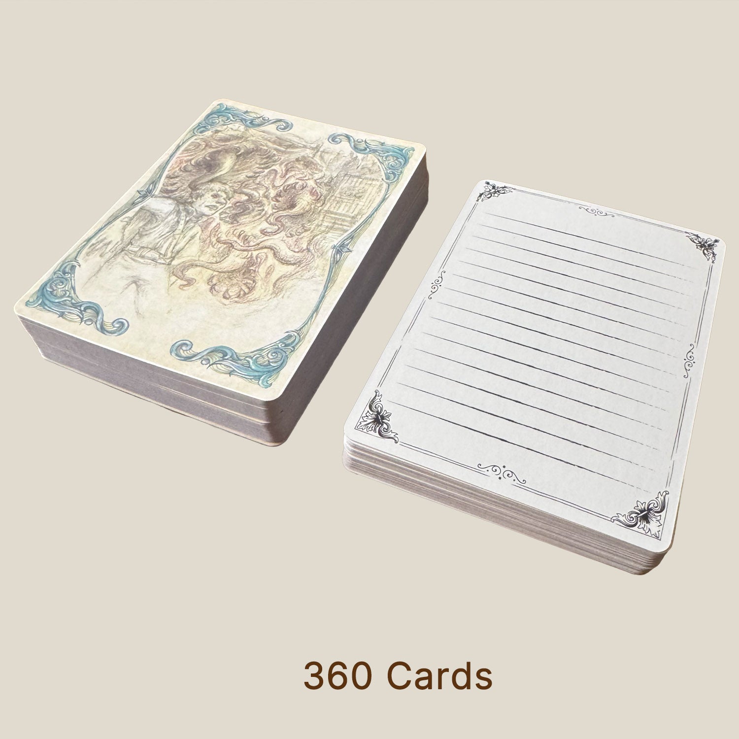 Original fantasy spell cards with writable backs