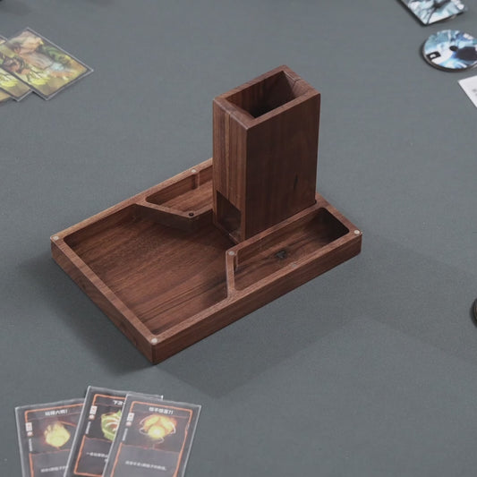 Wooden Magnetic Dice Tower with Tray