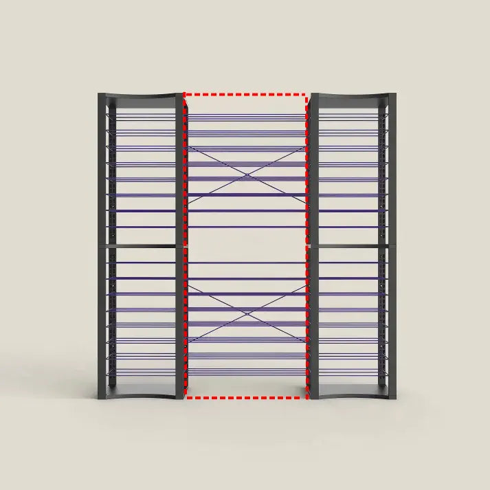 Purple BoxDuke board game storage system with adjustable shelves for tabletop games