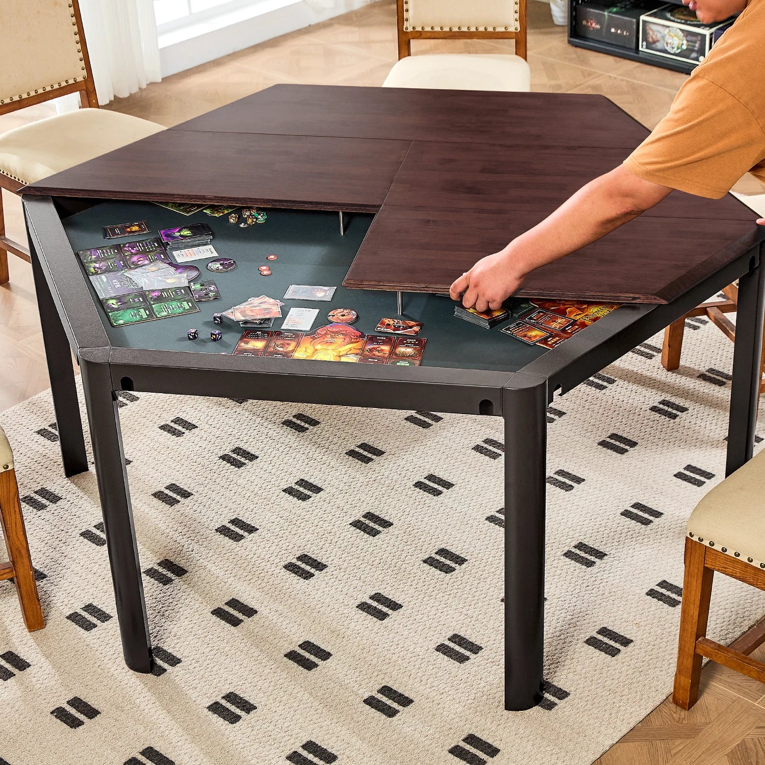 Removable Dining Topper for Ironside HEX Game Table – closeup detail | BoxKing Gaming