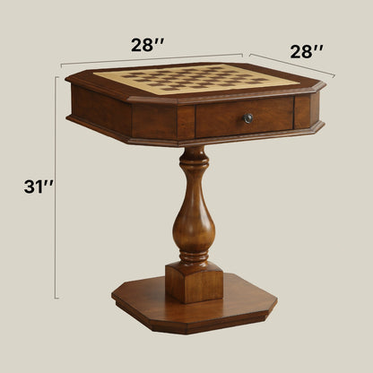 Reversible Chess & Checkers Game Table with Storage Drawers