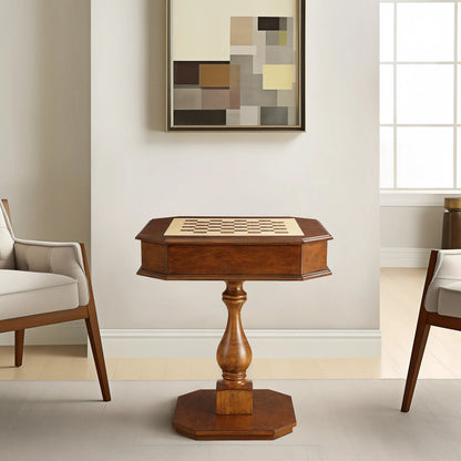 Reversible Chess & Checkers Game Table with Storage Drawers