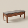 Grey cushion for solid wood storage bench