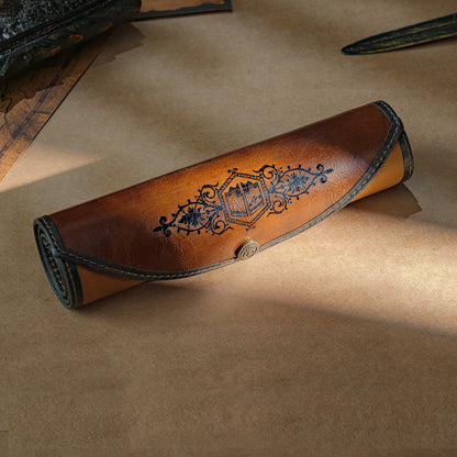 Rolled leather dice tray compact travel design