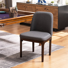 Solid Rubberwood Dining Chair with Linen Upholstery