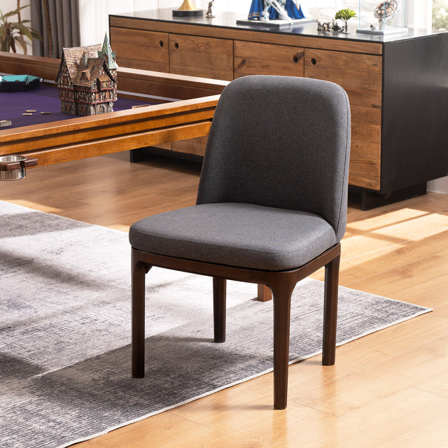 Solid Rubberwood Dining Chair with Linen Upholstery