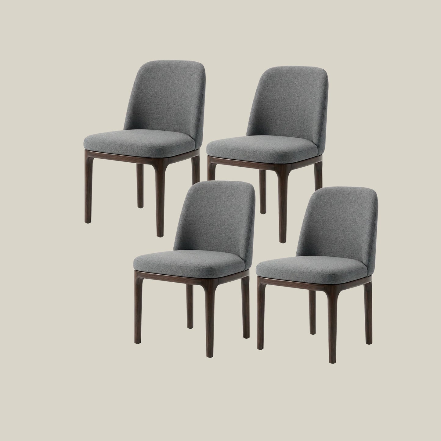 Solid Rubberwood Dining Chair with Linen Upholstery
